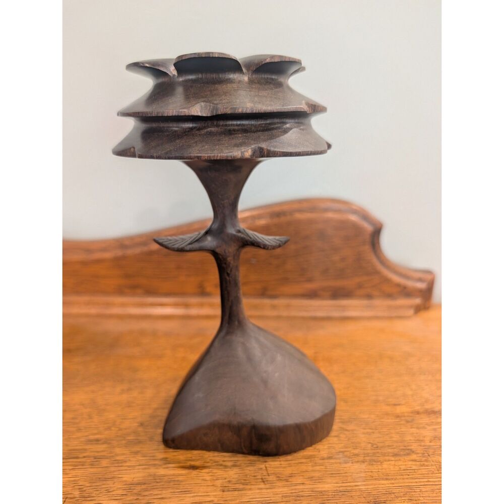 Signed Waldo Casimiro Ironwood Carving Kino Bay Mexico 1993 Tree Bird Sculpture
